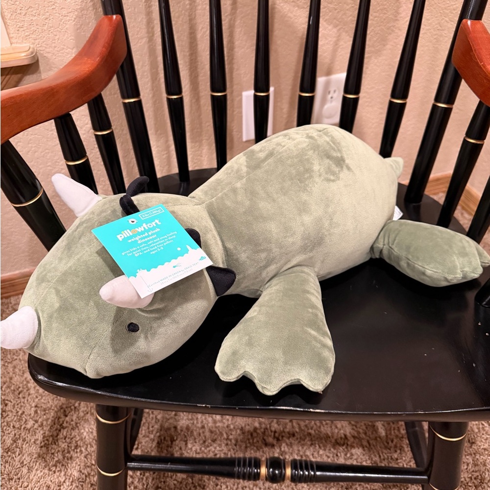 NWT Dinosaur Weighted Plush Kids' Throw Pillow Green - Pillowfort™ - Picture 2 of 9